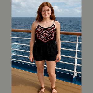 🦋 Abercrombie Black Embroidered Spaghetti Strap Tank Top M